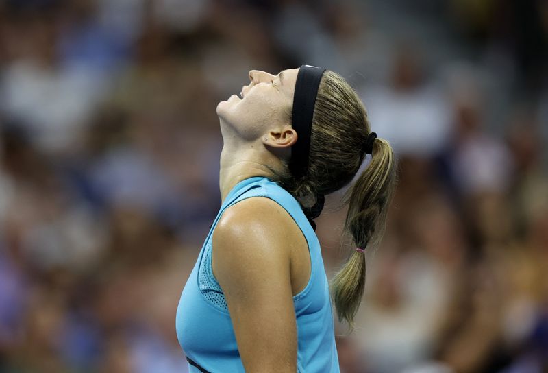 &copy; Reuters. كارولينا موخوفا خلال مباراة لها في بطولة أمريكا المفتوحة للتنس يوم السابع من سبتمبر أيلول 2023. تصوير: مايك سيجار - رويترز.