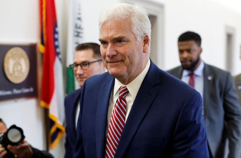 &copy; Reuters. U.S. Representative Tom Emmer (R-MN) arrives for a House Republican conference meeting to choose a nominee in the race for House Speaker at the U.S. Capitol in Washington, U.S., October 24, 2023. REUTERS/Jonathan Ernst