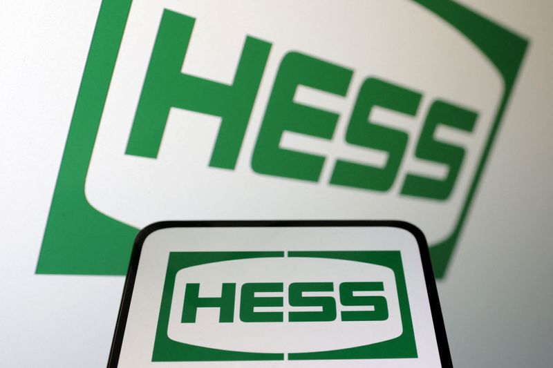 &copy; Reuters. FILE PHOTO: Hess logo is seen displayed in this illustration taken April 10, 2023. REUTERS/Dado Ruvic/Illustration/File Photo