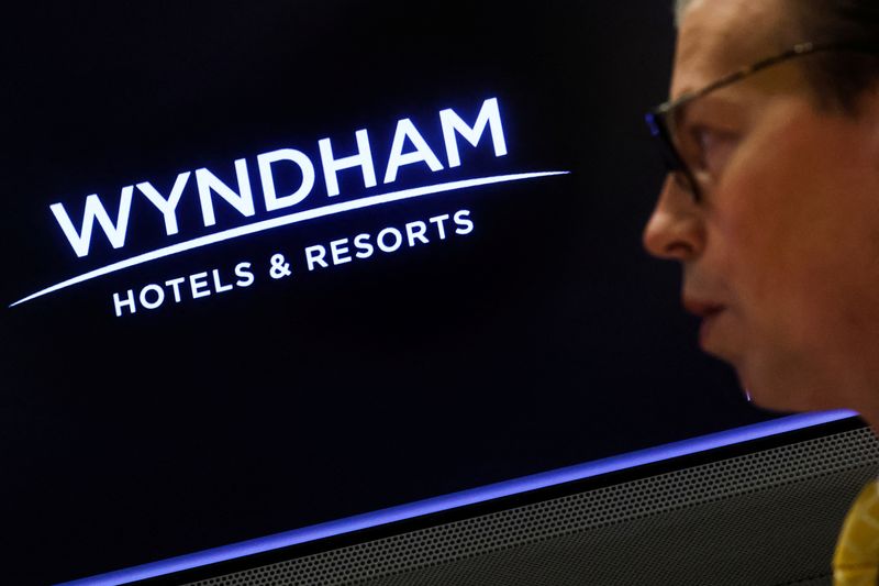 &copy; Reuters. A screen displays the logo for Wyndham Hotels & Resorts, Inc. at the New York Stock Exchange (NYSE) in New York City, U.S., June 5, 2023.  REUTERS/Brendan McDermid