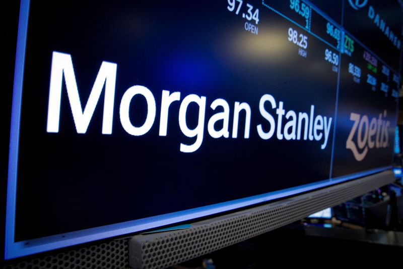 &copy; Reuters. FILE PHOTO: A screen displays the trading information for Morgan Stanley on the floor of the New York Stock Exchange (NYSE) in New York City, U.S., January 19, 2022.  REUTERS/Brendan McDermid/File Photo