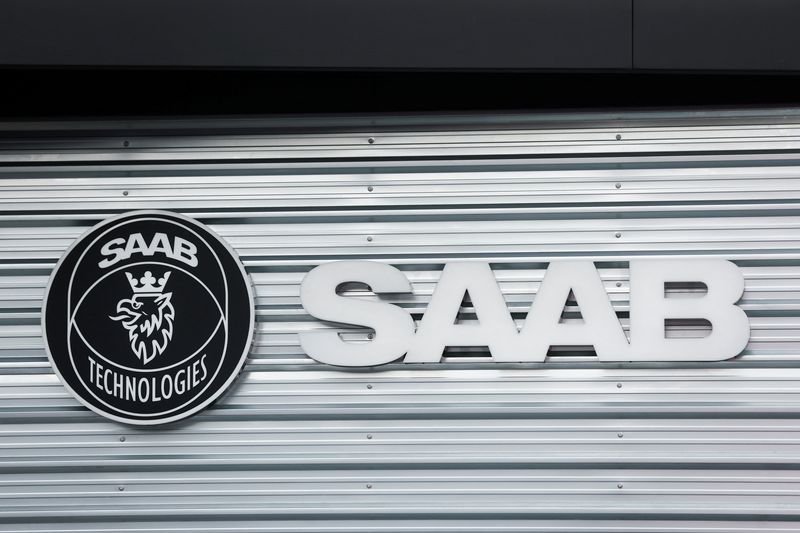 &copy; Reuters. FILE PHOTO: Saab Technologies logo is pictured at the 54th International Paris Airshow at Le Bourget Airport near Paris, France, June 20, 2023. REUTERS/Benoit Tessier/File photo