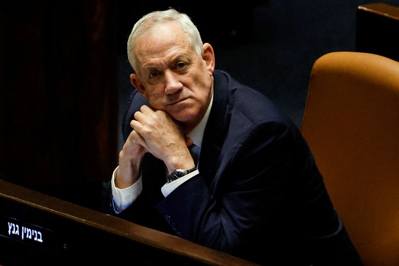 &copy; Reuters. بيني جانتس الوزير في حكومة الطوارئ الإسرائيلية  في القدس يوم 28 ديسمبر كانون الأول 2023. تصوير: عمار عوض - رويترز.