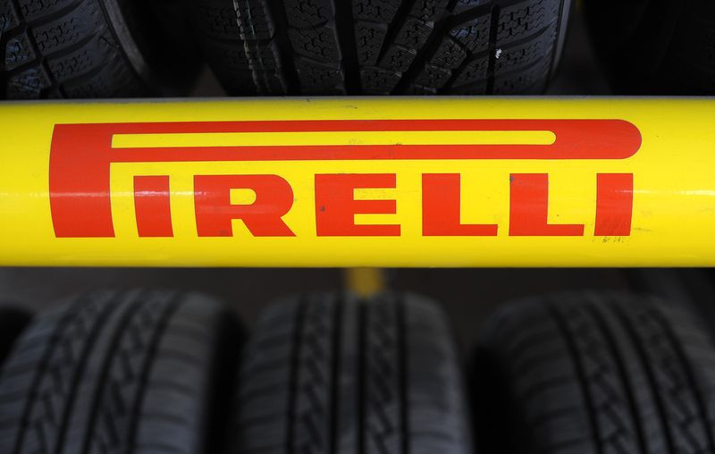 &copy; Reuters. FILE PHOTO: Pirelli tyres are pictured in a tyre specialist center in Turin, March 18, 2014. Oil major Rosneft has agreed a deal giving it control over a 13 percent indirect stake in Pirelli SpA, making the Russian group the single biggest shareholder in 