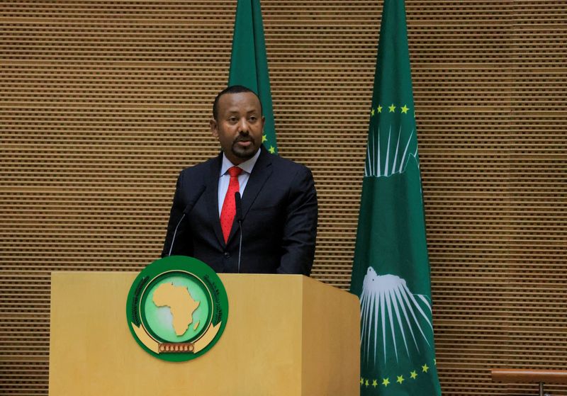 &copy; Reuters. FILE PHOTO: Ethiopian Prime Minister Abiy Ahmed attends the 60th anniversary of the Organization of African Unity (OAU)/African Union (AU) at the African Union Commission (AUC) Headquarters in Addis Ababa, Ethiopia May 25, 2023. REUTERS/Tiksa Negeri/File 