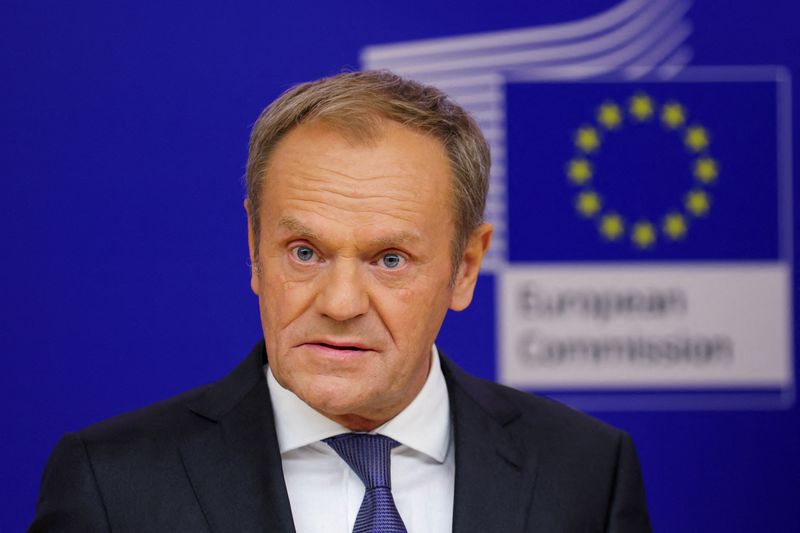&copy; Reuters. Líder da oposição polonesa, Donald Tusk, durante reunião com presidente da Comissão Europeia em Bruxelas
25/10/2023 REUTERS/Johanna Geron