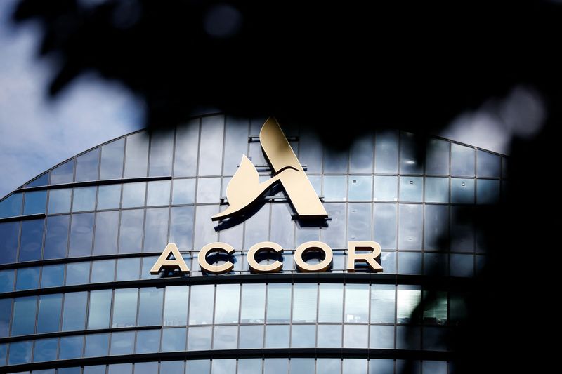 &copy; Reuters. FILE PHOTO: The logo of French hotel operator AccorHotels is pictured on top of the company's headquarters in Issy-les-Moulineaux near Paris, France, August 17, 2022. REUTERS/Sarah Meyssonnier/File Photo