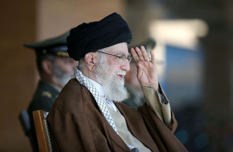 &copy; Reuters. FILE PHOTO: Iran's Supreme Leader Ayatollah Ali Khamenei attends a graduation ceremony for armed forces officers at the Imam Ali academy in Tehran, Iran October 10, 2023. Office of the Iranian Supreme Leader/WANA (West Asia News Agency) via REUTERS/File P