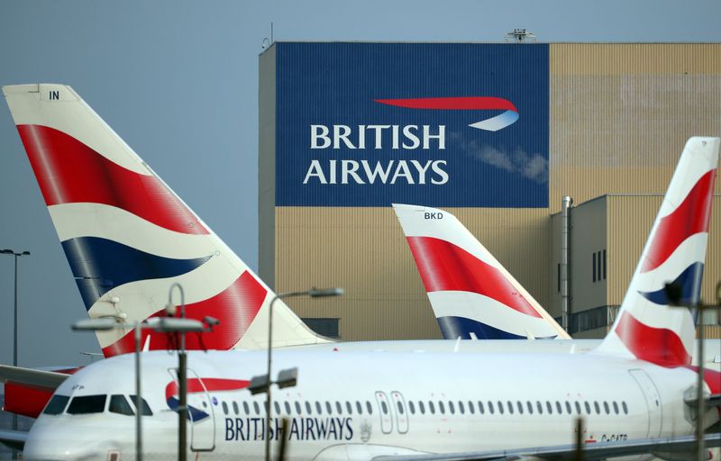 &copy; Reuters. FILE PHOTO: British Airways aircraft are seen at Heathrow Airport in west London, Britain, February 23, 2018. REUTERS/Hannah McKay/File Photo