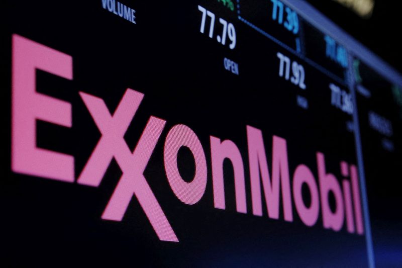 &copy; Reuters. FILE PHOTO: The Exxon logo is displayed above the floor of the New York Stock Exchange (NYSE) shortly after the opening bell in New York December 21, 2015. REUTERS/Lucas Jackson/File Photo