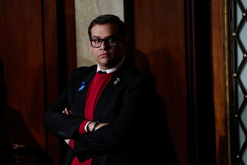 &copy; Reuters. FILE PHOTO: U.S. Rep. George Santos (R-NY) stands alone at the back of the House chamber during a second round of voting that once again failed to elect a new Speaker of the House at the U.S. Capitol in Washington, U.S., October 18, 2023. REUTERS/Elizabet