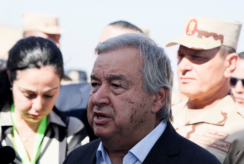 &copy; Reuters. Le secrétaire général des Nations unies, Antonio Guterres, lors d'un déplacement en Égypte. /Photo prise le 20 octobre 2023/REUTERS/Amr Abdallah Dalsh