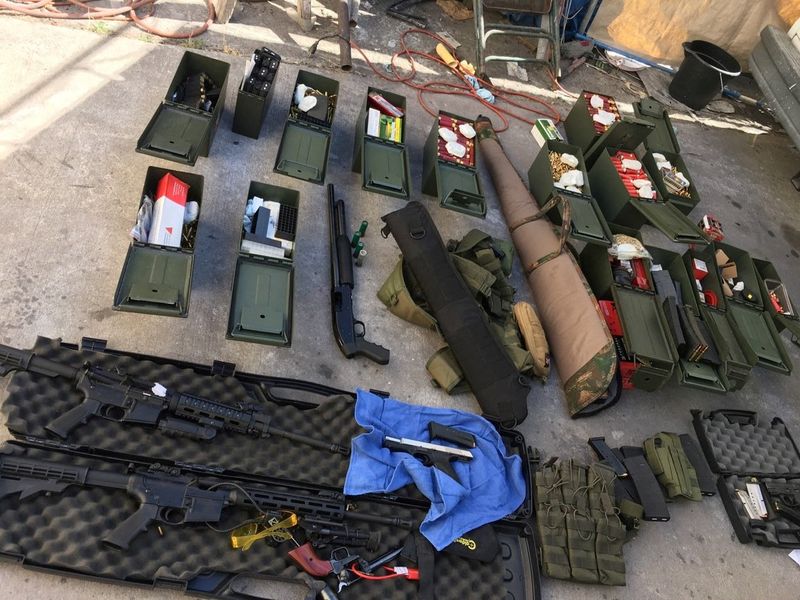 &copy; Reuters. FILE PHOTO: Illegal high-capacity magazines and an assault rifle along with multiple guns, ammunition are seen in this Long Beach Police Department (LBPD) photo in Long Beach, California, U.S., released on August 21, 2019.    Courtesy LBPD/Handout via REU