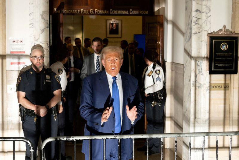 &copy; Reuters. Former U.S. President Donald Trump attends the Trump Organization civil fraud trial, in New York State Supreme Court in the Manhattan borough of New York City, U.S., October 25, 2023. REUTERS/Jeenah Moon/File Photo