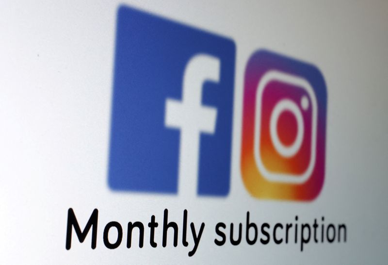 &copy; Reuters. The logos of Facebook and Instagram and the words "Monthly subscription" are seen in this picture illustration taken January 19, 2023. REUTERS/Dado Ruvic/Illustration