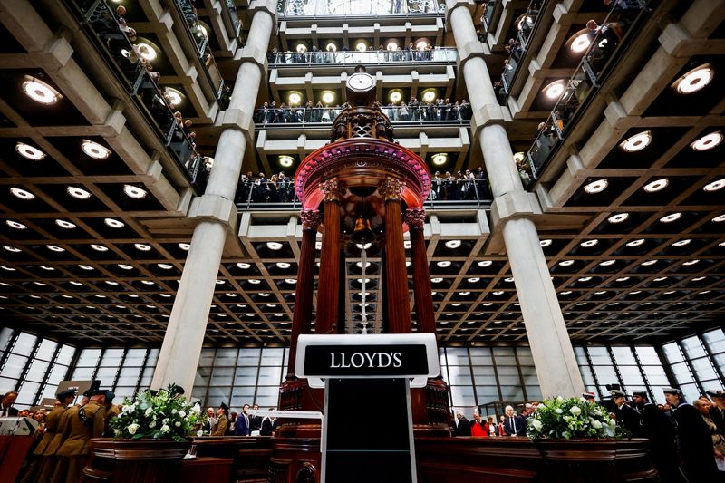 &copy; Reuters. FILE PHOTO: A view shows the Lutine Bell during an event to mark accession of Britain's King Charles at the Lloyd's Building in the City of London, Britain, September 15, 2022. REUTERS/Sarah Meyssonnier/File Photo
