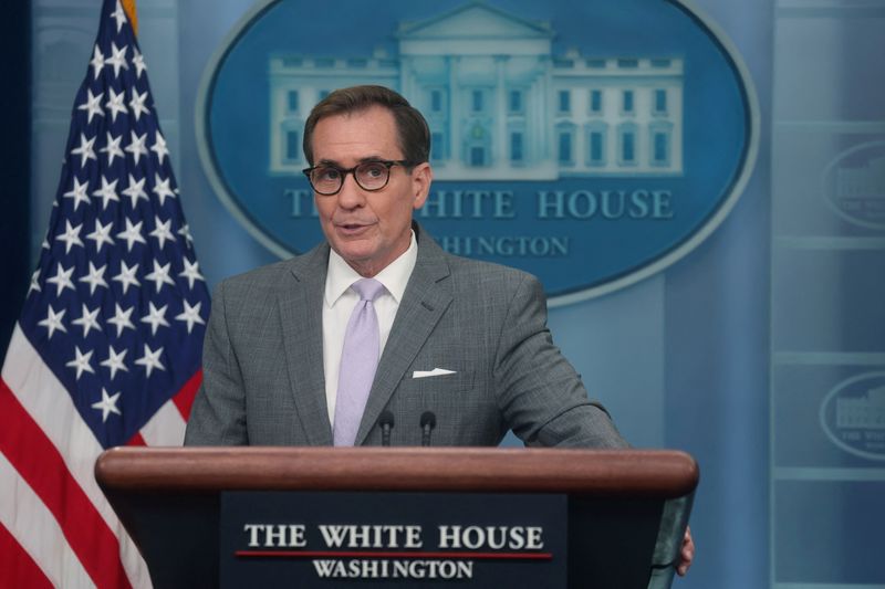 &copy; Reuters. FILE PHOTO: White House National Security Council Strategic Communications Coordinator John Kirby takes part in a press briefing held by White House Press Secretary Karine Jean-Pierre at the White House in Washington, U.S., October 23, 2023. REUTERS/Leah 