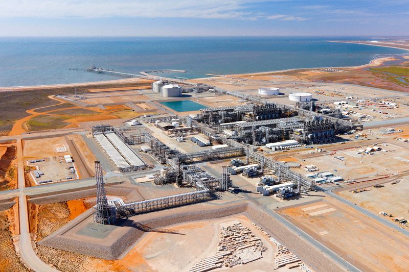 &copy; Reuters. FILE PHOTO: A general view of Chevron's Wheatstone LNG facility in Pilbara coast, Western Australia, as seen in this undated handout  image  obtained by Reuters on September 8, 2023.  Chevron/Handout via REUTERS/File Photo