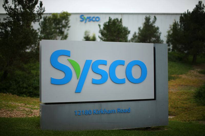 &copy; Reuters. A Sysco sign is shown outside one of their distribution centers in Poway, California, U.S. February 6, 2017.  REUTERS/Mike Blake/ File Photo