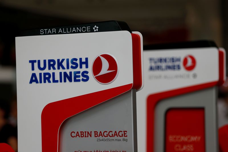 &copy; Reuters. The logo of Turkish Airlines (THY) is pictured at Ataturk airport in Istanbul, Turkey, June 29, 2016. REUTERS/Murad Sezer