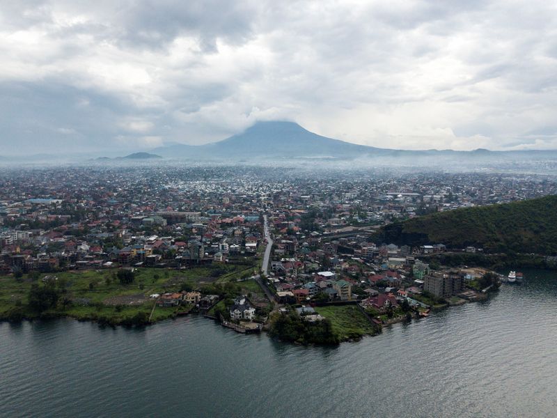 &copy; Reuters. Aerial view shows Lake Kivu and the skyline of the city of Goma, North Kivu province, Democratic Republic of the Congo October, 21, 2023. REUTERS/Arlette Bashizi