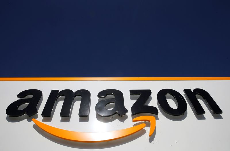 &copy; Reuters. FILE PHOTO: The logo of Amazon is seen at the company logistics centre in Boves, France, September 18, 2019. REUTERS/Pascal Rossignol/File Photo