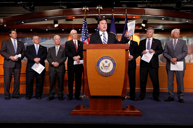 &copy; Reuters. FILE PHOTO: Rep. Todd Rokita (R-IN) announces the 2018 budget blueprint during a press conference on Capitol Hill in Washington, U.S., July 18, 2017. REUTERS/Aaron P. Bernstein/File Photo