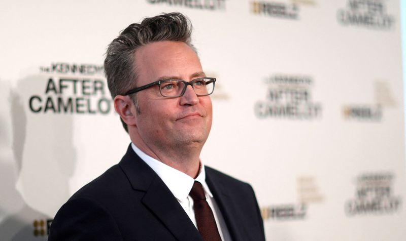 &copy; Reuters. FILE PHOTO: Cast member Matthew Perry poses at the premiere of the television series "The Kennedys After Camelot" at The Paley Center for Media in Beverly Hills, California U.S., March 15, 2017.  REUTERS/Mario Anzuoni/File Photo