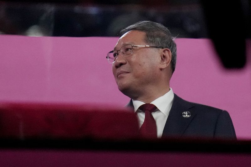 &copy; Reuters. Asian Games - Hangzhou 2022 - Closing Ceremony - Hangzhou Olympic Sports Centre Stadium, Hangzhou, China - October 8, 2023 China's Premier Li Qiang attends the closing ceremony REUTERS/Tingshu Wang/File Photo