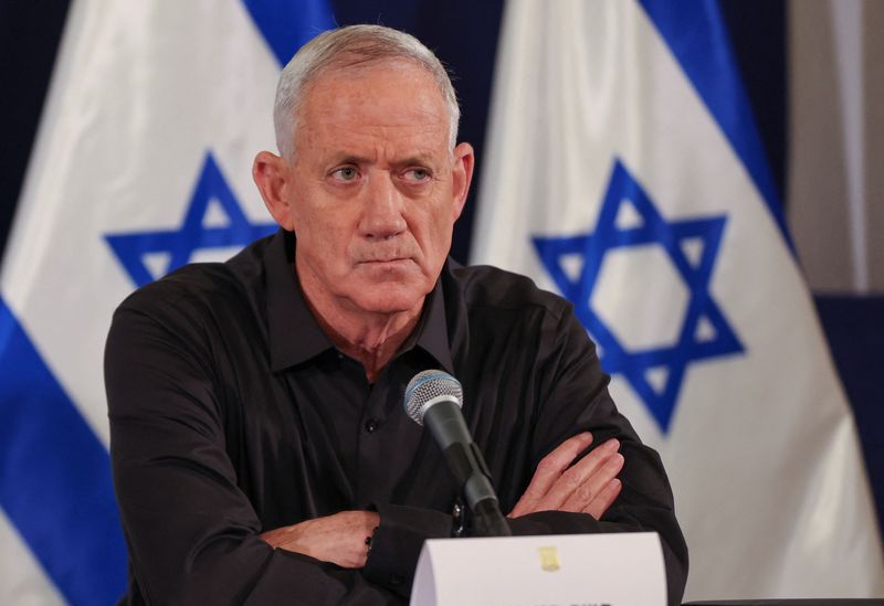 &copy; Reuters. الوزير الإسرائيلي بيل جانتس خلال مؤتمر صحفي في تل أبيب يوم 28 أكتوبر تشرين الأول 2023. صورة لرويترز من ممثل لوكالات الأنباء.