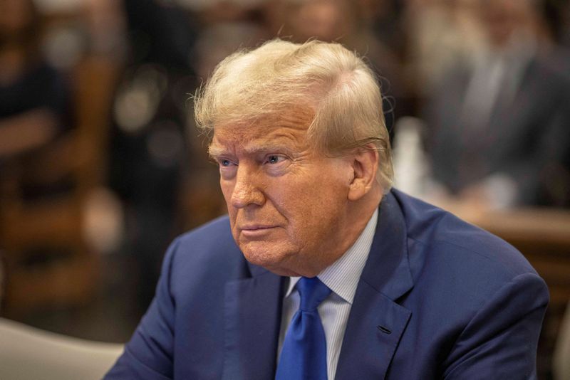 &copy; Reuters. FILE PHOTO: Former U.S. President Donald Trump attends the Trump Organization civil fraud trial, in New York State Supreme Court in the Manhattan borough of New York City, U.S., October 25, 2023. Dave Sanders/Pool via REUTERS/File Photo