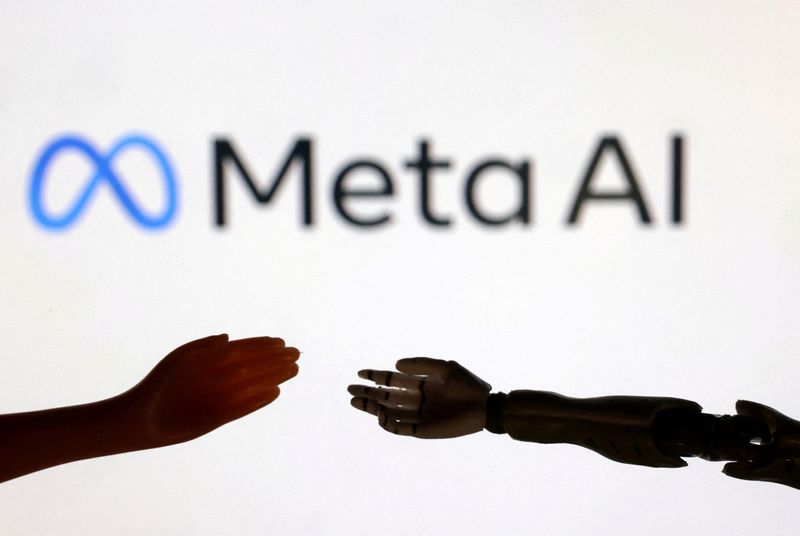 &copy; Reuters. شعار شركة ميتا بلاتفورمز مع أول حرفين من كلمة الذكاء الاصطناعي بالإنجليزية في صورة توضيحية التقطت في يوم 28 سبتمبر أيلول 2023 . تصوير : دادو روف