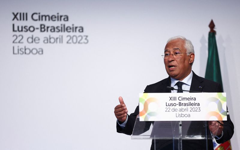 &copy; Reuters. File photo: Portugal's Prime Minister Antonio Costa speaks in a press conference during the Portugal-Brazil Summit, at Belem Cultural Centre in Lisbon, Portugal, April 22, 2023. REUTERS/Rodrigo Antunes/File photo