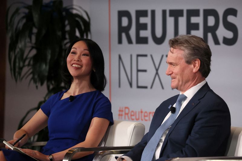 © Reuters. Bank of America Chairman and CEO Brian Moynihan speaks with Reuters journalist Lananh Nguyen at the ReutersNEXT Newsmaker event in New York City, New York, U.S., November 8, 2023. REUTERS/Brendan McDermid