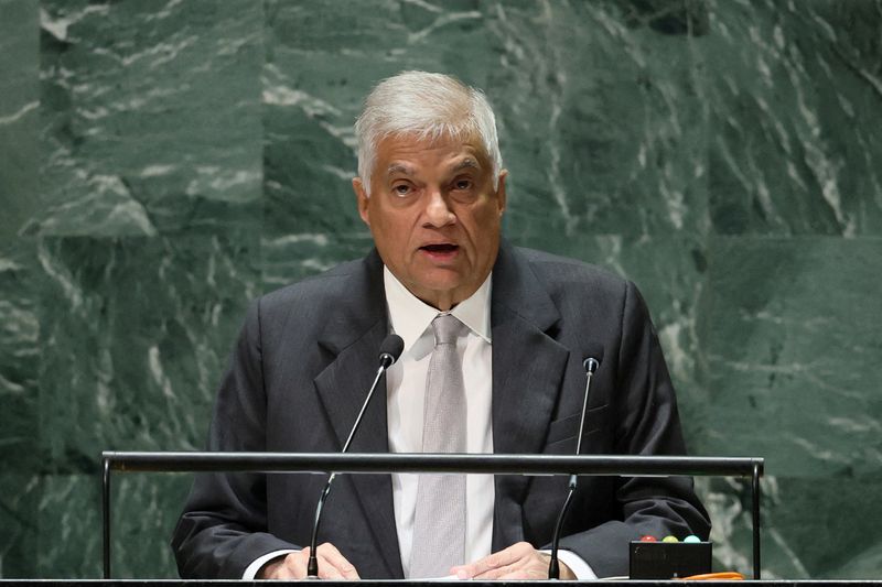 &copy; Reuters. FILE PHOTO: Sri Lanka's President Ranil Wickremesinghe addresses the 78th Session of the U.N. General Assembly in New York City, U.S., September 21, 2023. REUTERS/Brendan McDermid/File Photo