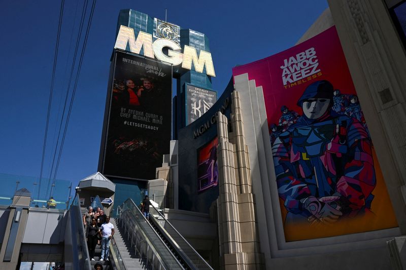 &copy; Reuters. An exterior view of MGM Grand hotel and casino, after MGM Resorts shut down some computer systems due to a cyber attack in Las Vegas, Nevada, U.S., September 13, 2023. REUTERS/Bridget Bennett/File Photo