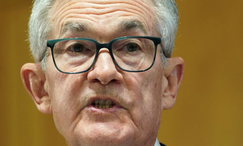 &copy; Reuters. Federal Reserve Chair Jerome Powell reacts to introductory remarks during before speaking on "Monetary Policy Challenges in a Global Economy" during the international Monetary Fund's (IMF) annual research conference on "Global Interdependence" in Washingt