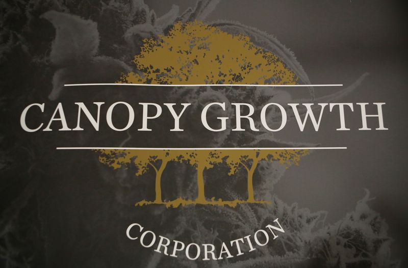 &copy; Reuters. A sign featuring Canopy Growth Corporation's logo is pictured at their facility in Smiths Falls, Ontario, Canada, January 4, 2018 .Picture taken January 4, 2018.  REUTERS/Chris Wattie/File Photo