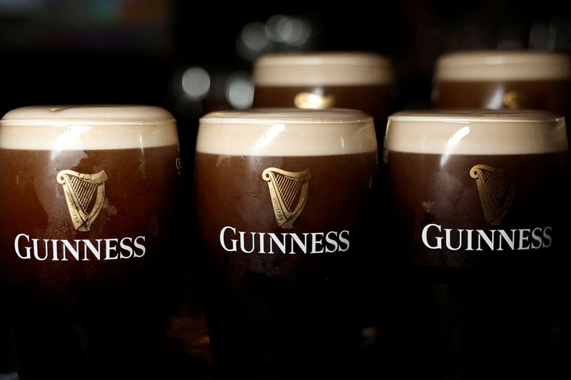 &copy; Reuters. Pints of Guinness are seen in a pub, in Dublin, Ireland March 20, 2023. REUTERS/Clodagh Kilcoyne/File Photo