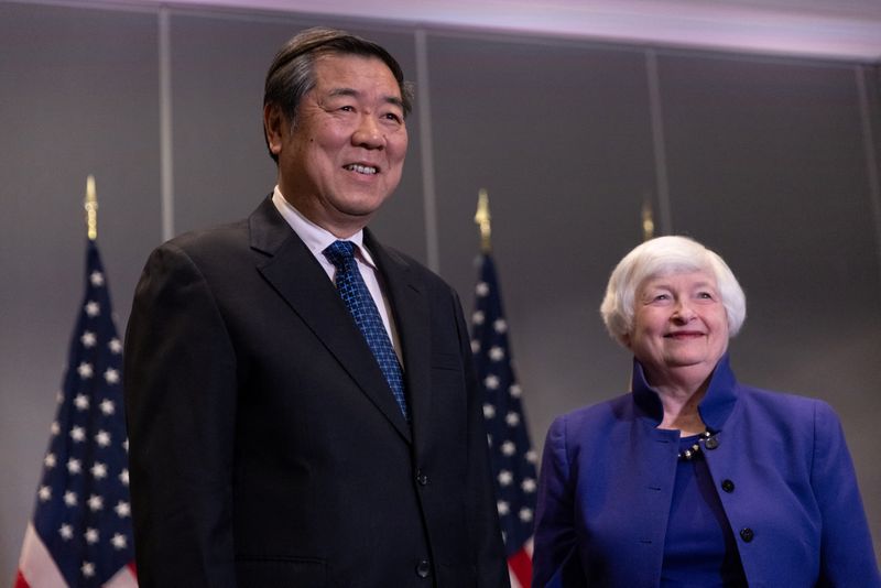 &copy; Reuters. U.S. Treasury Secretary Janet Yellen meets with Chinese Vice Premier He Lifeng during a bilateral meeting ahead of a U.S.-hosted APEC (Asia-Pacific Economic Cooperation) Summit in San Francisco, California, U.S., November 10, 2023. REUTERS/Carlos Barria/ 