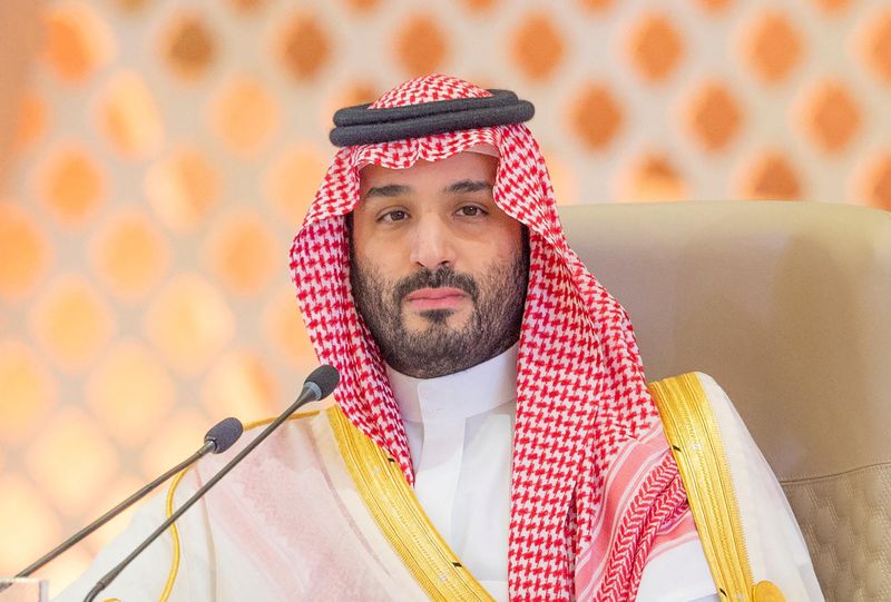 &copy; Reuters. قال ولي العهد السعودي الأمير محمد بن سلمان خلال اجتماع في جدة بالسعودية يوم 19 مايو أيار 2023. صورة لرويترز من البلاط الملكي السعودي.