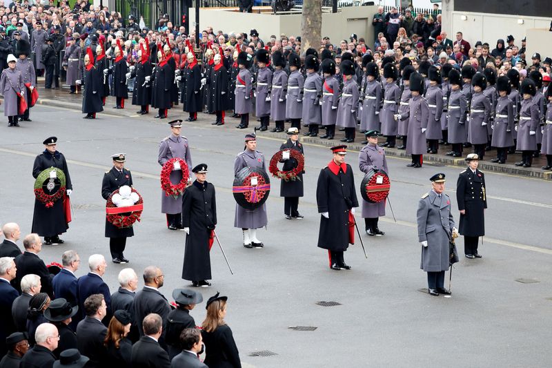 &copy; Reuters. Britain's King Charles III, William, Prince of Wales, Prince Edward, Duke of Edinburgh, and Anne, Princess Royal, attend the National Service of Remembrance at The Cenotaph on Whitehall in London, Britian November 12, 2023.    Chris Jackson/Pool via REUTE