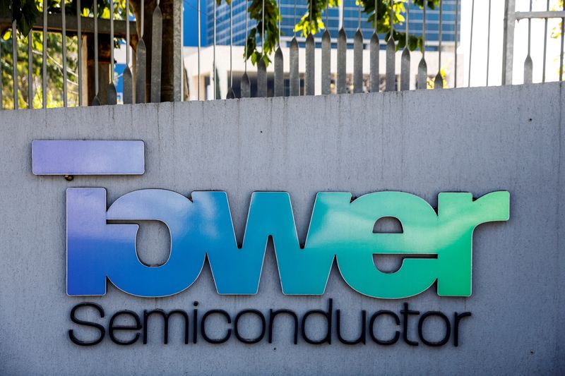 &copy; Reuters. FILE PHOTO: The logo of Israeli analog integrated circuits developer, Tower Semiconductor is seen at their offices in Migdal HaEmek, northern Israel, February 28, 2022. REUTERS/Amir Cohen/File Photo