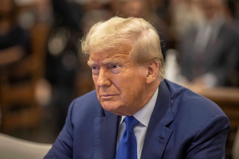 &copy; Reuters. FILE PHOTO: Former U.S. President Donald Trump attends the Trump Organization civil fraud trial, in New York State Supreme Court in the Manhattan borough of New York City, U.S., October 25, 2023. Dave Sanders/Pool via REUTERS/File Photo