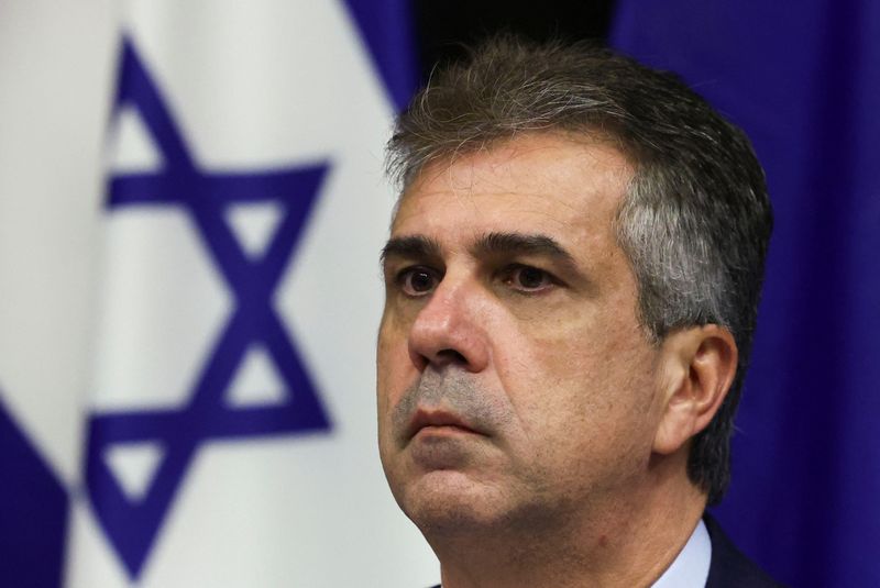 &copy; Reuters. Israeli Foreign Minister Eli Cohen attends a conference at the European Parliament in Brussels, Belgium November 8, 2023. REUTERS/Yves Herman