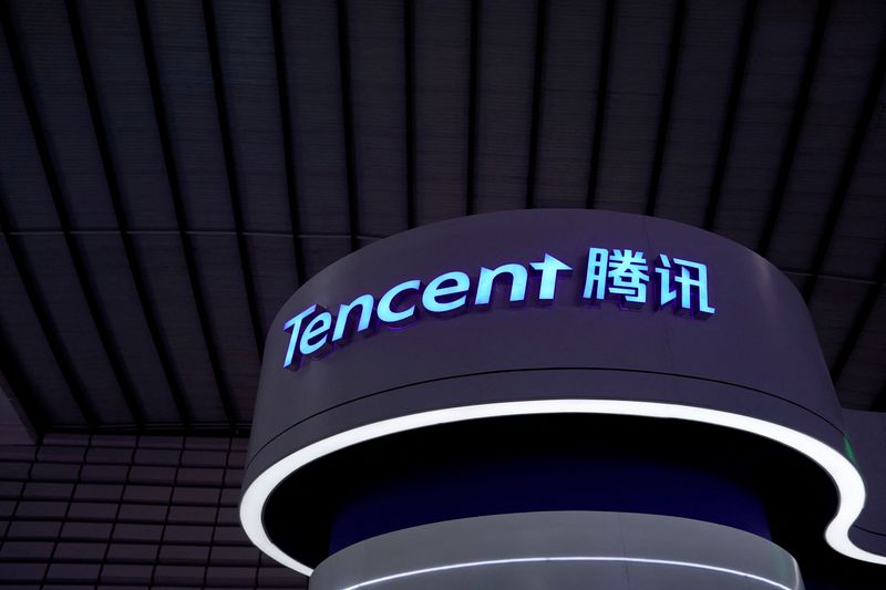 &copy; Reuters. FILE PHOTO: A Tencent sign is seen at the World Internet Conference (WIC) in Wuzhen, Zhejiang province, China, October 20, 2019. REUTERS/Aly Song/File Photo