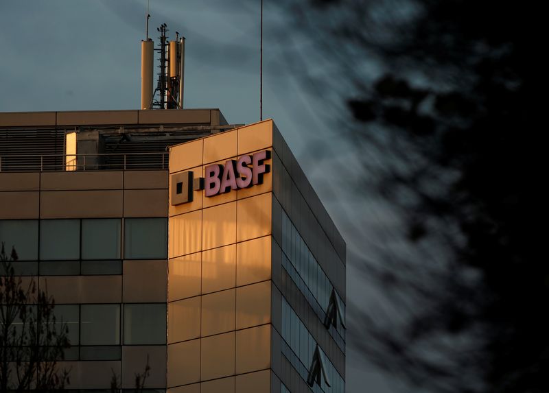 &copy; Reuters. FILE PHOTO: The chemical company BASF building in Levallois-Perret, near Paris, France, is seen at sunset, November 29, 2018. REUTERS/Christian Hartmann