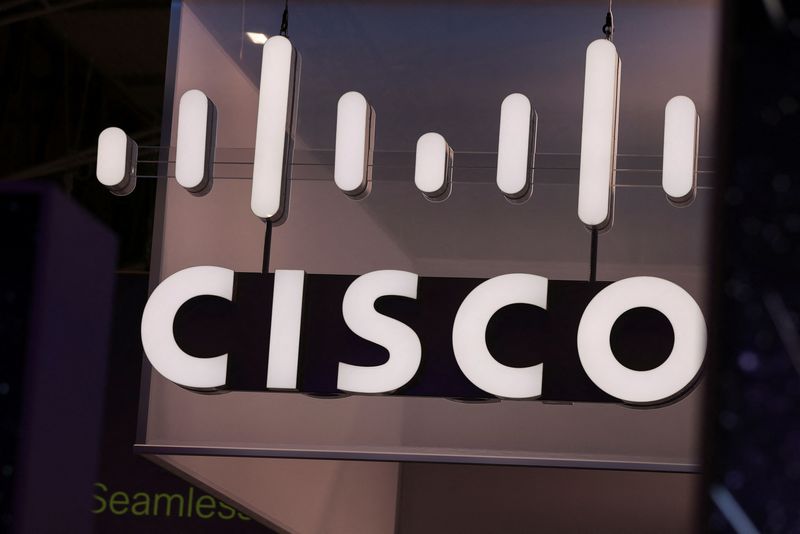 &copy; Reuters. The Cisco logo is displayed, during the GSMA's 2023 Mobile World Congress (MWC) in Barcelona, Spain March 1, 2023. REUTERS/Nacho Doce/File Photo