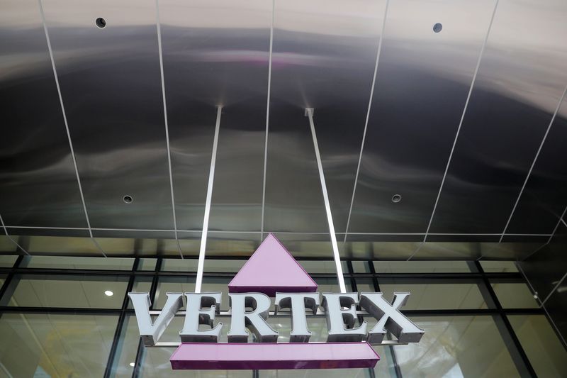 © Reuters. A sign hangs in front of the world headquarters of Vertex Pharmaceuticals in Boston, Massachusetts, U.S., October 23, 2019.     REUTERS/Brian Snyder