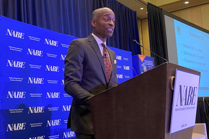 &copy; Reuters. FILE PHOTO: Federal Reserve Vice Chair Philip Jefferson speaks at a conference of the National Association for Business Economics in Dallas, Texas, U.S., October 9, 2023. REUTERS/Ann Saphir/File Photo